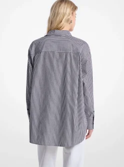 Camisa em popelina de algodão às riscas de corte grande | Michael Kors [PT]