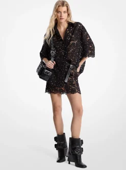 Camisa em renda floral entrançada com tachas | Michael Kors [PT]