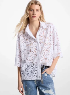 Camisa em renda floral entrançada com tachas | Michael Kors [PT]