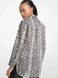 Camisa em tela de algodão com estampado de cobra | Michael Kors [PT]