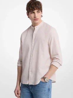 Camisa às riscas em mistura de linho e algodão | Michael Kors [PT]