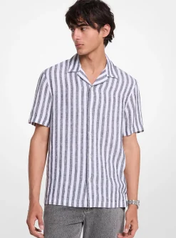 Camisa às riscas em mistura de linho e algodão | Michael Kors [PT]