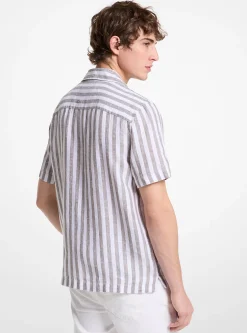 Camisa às riscas em mistura de linho e algodão | Michael Kors [PT]