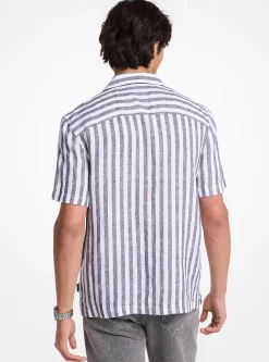 Camisa às riscas em mistura de linho e algodão | Michael Kors [PT]