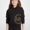 Camisola com capuz em malha metalizada com logótipo com tachas | Michael Kors [PT]