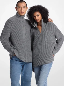 Camisola com fecho até meio em mistura de lã e caxemira | Michael Kors [PT]