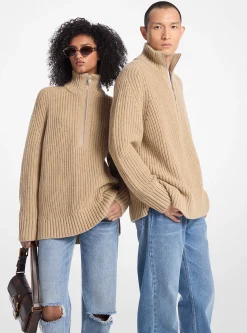 Camisola com fecho até meio em mistura de lã e caxemira | Michael Kors [PT]