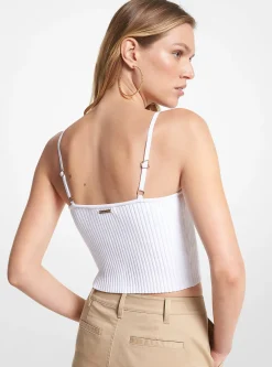 Camisola de alças curta de viscose canelada elástica | Michael Kors [PT]
