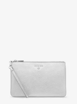 Carteira de mão em pele granulada metalizada grande | Michael Kors [PT]