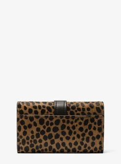 Carteira dobrável em pelo de bezerro com estampado de leopardo Nolita média | Michael Kors [PT]