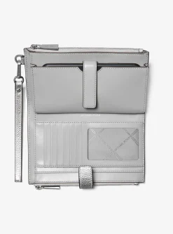 Carteira para smartphone em pele granulada metalizada Jet Set grande | Michael Kors [PT]