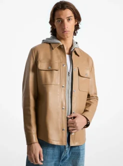 Casaco camiseiro em pele colada | Michael Kors [PT]