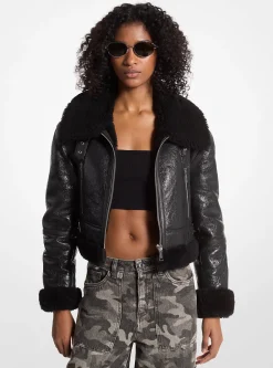 Casaco curto em shearling e pele estalada | Michael Kors [PT]