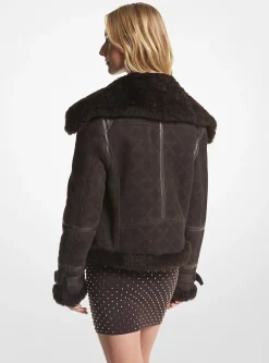 Casaco estilo aviador em shearling e camurça com logótipo em relevo Empire | Michael Kors [PT]