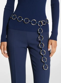 Cinto de argolas prateadas e pele Marisa | Michael Kors [PT]