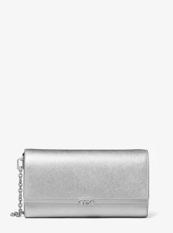 Clutch de couro saffiano metalizado Mona grande | Michael Kors [PT]