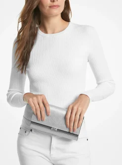 Clutch de couro saffiano metalizado Mona grande | Michael Kors [PT]