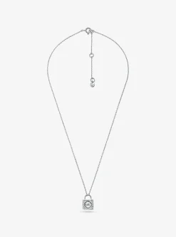 Colar com medalhão com incrustações em prata de lei banhada a metal precioso | Michael Kors [PT]