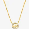 Colar com pingente e logótipo com incrustações em prata de lei banhada a metal precioso Fulton | Michael Kors [PT]