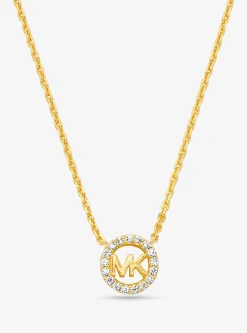 Colar com pingente e logótipo com incrustações em prata de lei banhada a metal precioso Fulton | Michael Kors [PT]