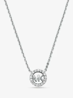 Colar com pingente e logótipo com incrustações em prata de lei banhada a metal precioso Fulton | Michael Kors [PT]