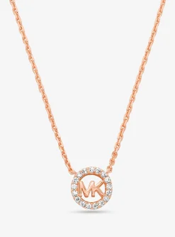 Colar com pingente e logótipo com incrustações em prata de lei banhada a metal precioso Fulton | Michael Kors [PT]