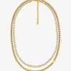 Colar de ténis de corrente de elos dupla em latão banhado em metal precioso | Michael Kors [PT]