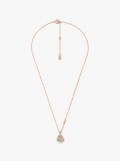Colar em forma de coração com incrustações em prata de lei banhada a metal precioso | Michael Kors [PT]