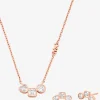 Conjunto de colar em zircónia cúbica e brincos curtos banhado a metal precioso | Michael Kors [PT]