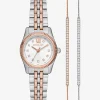 Conjunto de relógio e pulseira com fecho deslizante Lexington prateados com incrustações | Michael Kors [PT]