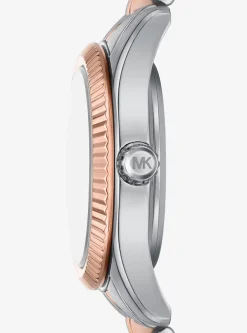 Conjunto de relógio e pulseira com fecho deslizante Lexington prateados com incrustações | Michael Kors [PT]