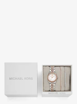 Conjunto de relógio e pulseira com fecho deslizante Lexington prateados com incrustações | Michael Kors [PT]
