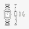 Conjunto-presente bijuteria e relógio prateado com incrustações Emery pequeno | Michael Kors [PT]