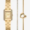 Conjunto-presente de relógio e pulseira em dourado-rosa com incrustações Emery mini | Michael Kors [PT]
