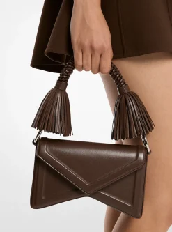 Mala de ombro com borlas em pele Manhatta | Michael Kors [PT]