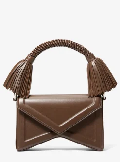 Mala de ombro com borlas em pele Manhatta | Michael Kors [PT]
