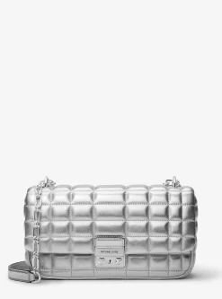 Mala de ombro em pele acolchoada metalizada Tribeca grande | Michael Kors [PT]