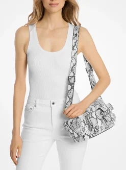 Mala de ombro em pele com motivo de cobra em relevo Dakota média | Michael Kors [PT]
