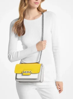 Mala de ombro em pele com bloco de cores Heather grande | Michael Kors [PT]