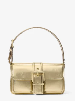 Mala de ombro em pele metalizada Colby média | Michael Kors [PT]