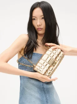Mala de ombro em pele metalizada acolchoada Tribeca pequena | Michael Kors [PT]