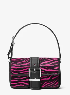 Mala de ombro em pelo de bezerro com estampado de zebra Colby média | Michael Kors [PT]