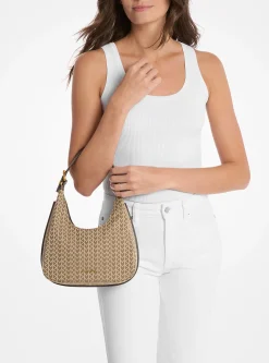 Mala de ombro hobo com logótipo MK2000 em jacquard Nolita pequena | Michael Kors [PT]