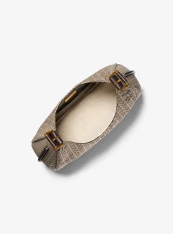 Mala de ombro hobo com logótipo MK2000 em jacquard Nolita pequena | Michael Kors [PT]
