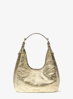 Mala de ombro hobo em pele estalada metalizada Nolita pequena | Michael Kors [PT]