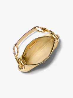 Mala de ombro hobo em pele com motivo de pitão em relevo metalizada Bardot mini | Michael Kors [PT]
