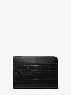 Mala para portátil em pele com motivo de crocodilo em relevo Hudson | Michael Kors [PT]