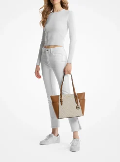 Mala tote com fecho de correr superior em pele com logótipo Charlotte grande | Michael Kors [PT]