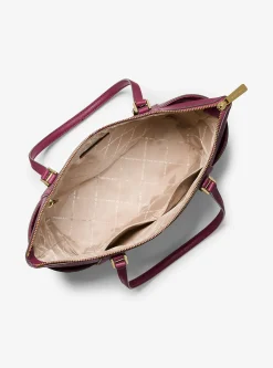 Mala tote com fecho de correr superior em pele com logótipo Charlotte grande | Michael Kors [PT]