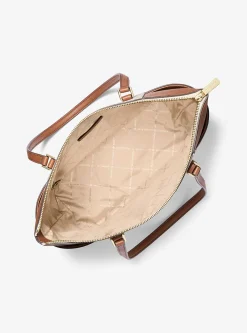 Mala tote com fecho de correr superior em pele com logótipo Charlotte grande | Michael Kors [PT]